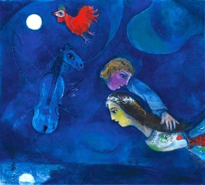 art oil painting reproduction of  Marc Chagall Coq Rouge Dans La Nuit 1944 museum quality handmade