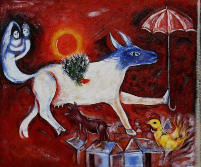 art oil painting reproduction of  Marc Chagall Cow With Umbrella museum quality handmade
