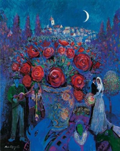 art oil painting reproduction of  Marc Chagall El Florero De Boda 1944 museum quality handmade