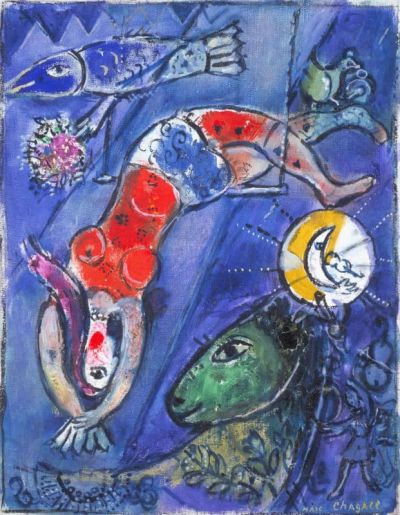 art oil painting reproduction of  Marc Chagall Le Cirque Bleu Original museum quality handmade