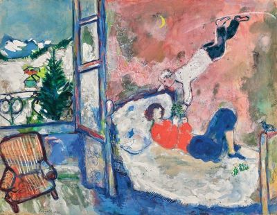 art oil painting reproduction of  Marc Chagall Le Reve - The Dream - 1928 museum quality handmade