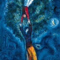 Marc Chagall Les Fiancrs 1970 Hand Painted Reproduction