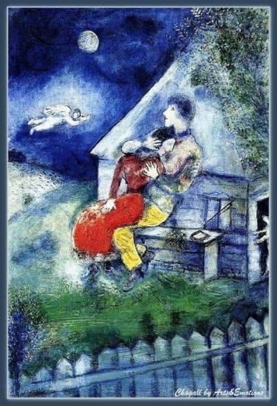 art oil painting reproduction of  Marc Chagall Los Amantes 1929 museum quality handmade