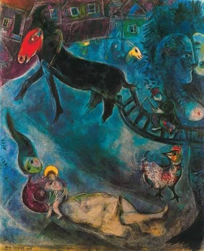 art oil painting reproduction of  Marc Chagall Madonna With Sleigh 1947 museum quality handmade