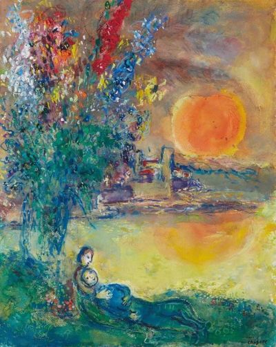 art oil painting reproduction of  Marc Chagall Red Moon In Cap D Antibes museum quality handmade