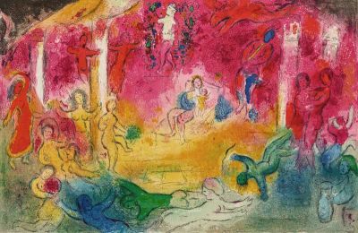 art oil painting reproduction of  Marc Chagall Temple And Story Of Bacchus - 1962 museum quality handmade