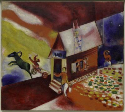 art oil painting reproduction of  Marc Chagall The Flying Carriage - 1913 museum quality handmade