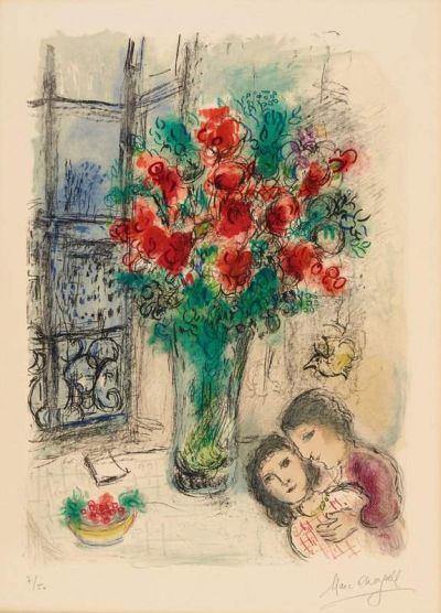 art oil painting reproduction of  Marc Chagall The Red Flowers museum quality handmade