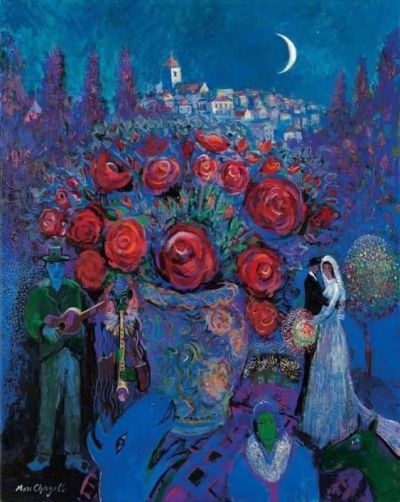 art oil painting reproduction of  Marc Chagall Wedding Flowers In The Style Of 1944 museum quality handmade
