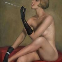 Marcel Rene Von Herrfeldt Fume - Smoking 1925 Hand Painted Reproduction