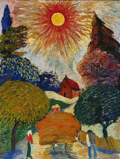 art oil painting reproduction of  Marianne Von Werefkin Gleissende Sonne Ber Heuwagen museum quality handmade
