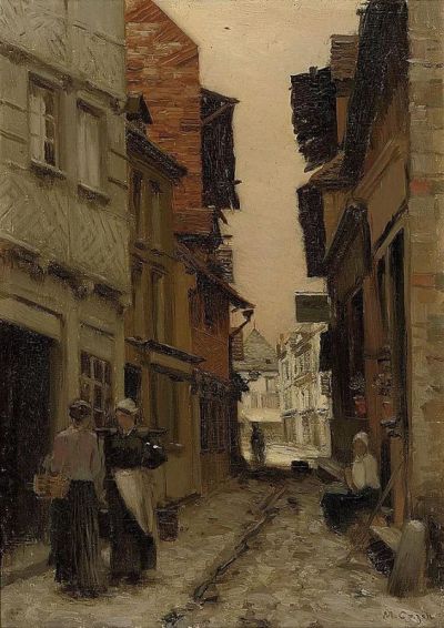 art oil painting reproduction of  Marie Cazin A Normandy Street 1891 museum quality handmade
