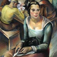 Marijan Trepse Woman With A Cat 1931 Hand Painted Reproduction