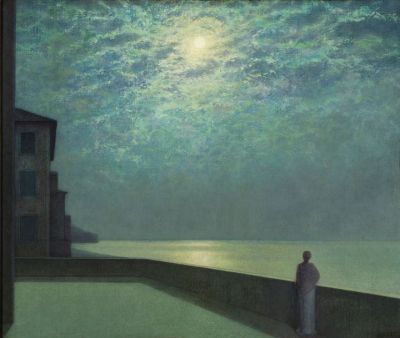 art oil painting reproduction of  Mario Reviglione Notturno Metafisico Alassio Ca. 1912 museum quality handmade