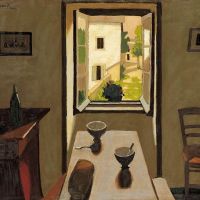 Marius Borgeaud La Table Et Les Deux Bols Fleurs Et Vase 1922