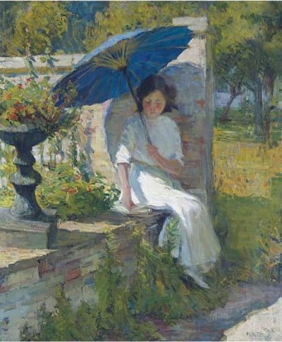 art oil painting reproduction of  Mary Bradish Titcomb The Blue Parasol museum quality handmade