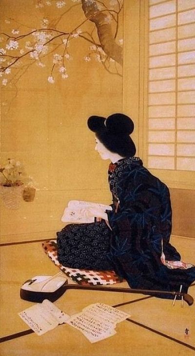 art oil painting reproduction of  Masuda Gyokujo Woman Reading museum quality handmade