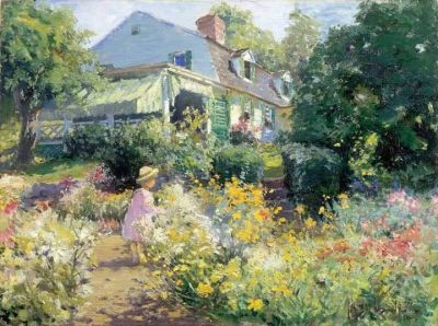 art oil painting reproduction of  Matilda Browne In Voorhees Garden 1914 museum quality handmade