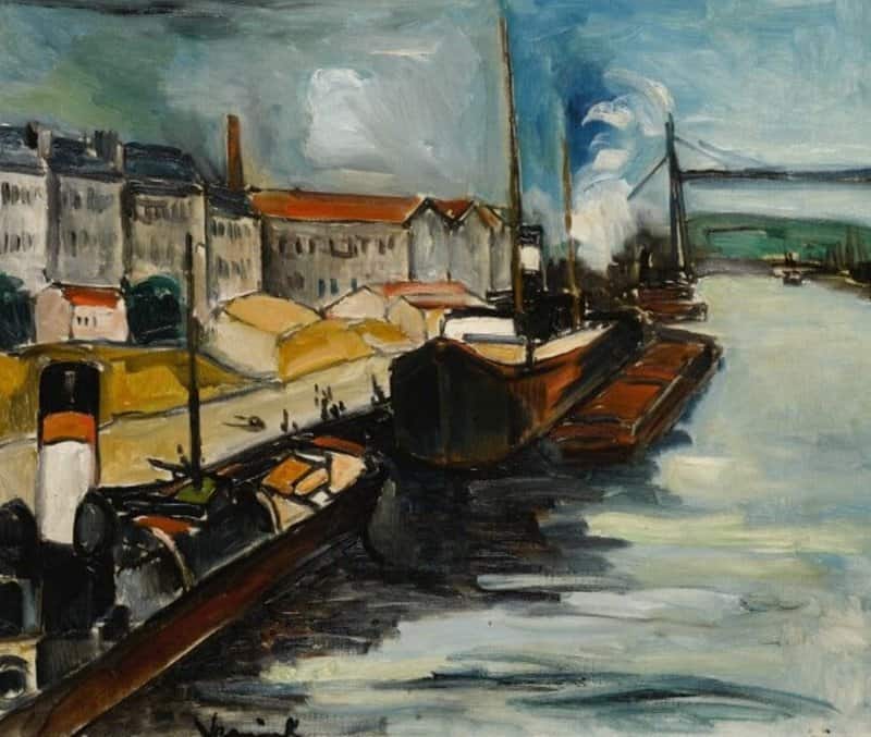 Maurice De Vlaminck Le Port Bateaux Quai C. 1912 museum quality