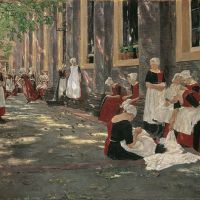 Max Liebermann The Courtyard Of The Orphanage In Amsterdam Hand Painted Reproduction