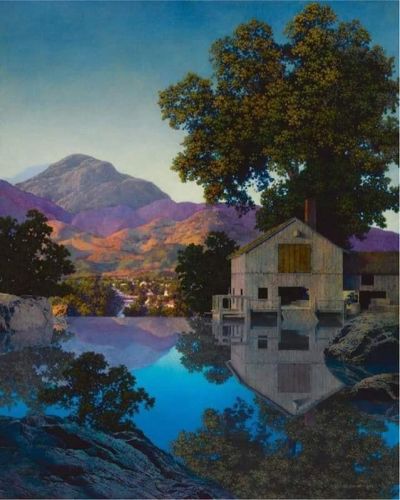 art oil painting reproduction of  Maxfield Parrish The Mill Pond 1945 museum quality handmade
