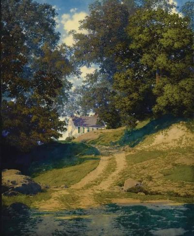 art oil painting reproduction of  Maxfield Parrish Village School House 1937 museum quality handmade
