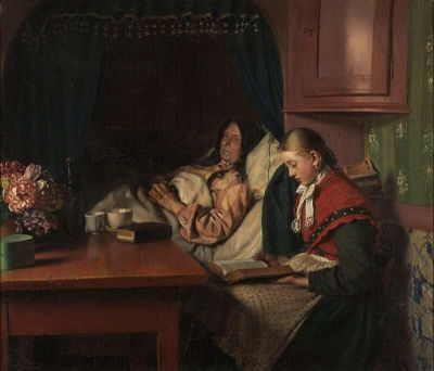 art oil painting reproduction of  Michael Ancher Grandmother S Sickbed museum quality handmade