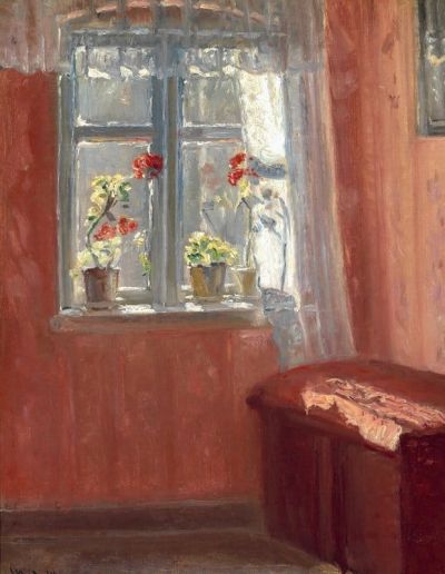 art oil painting reproduction of  Michael Ancher The Red Living Room 1914 museum quality handmade