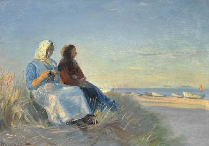 Michael Ancher Two Women With Their Needlework In The Dunes At Skagen Sonderstrand 1908 museum quality