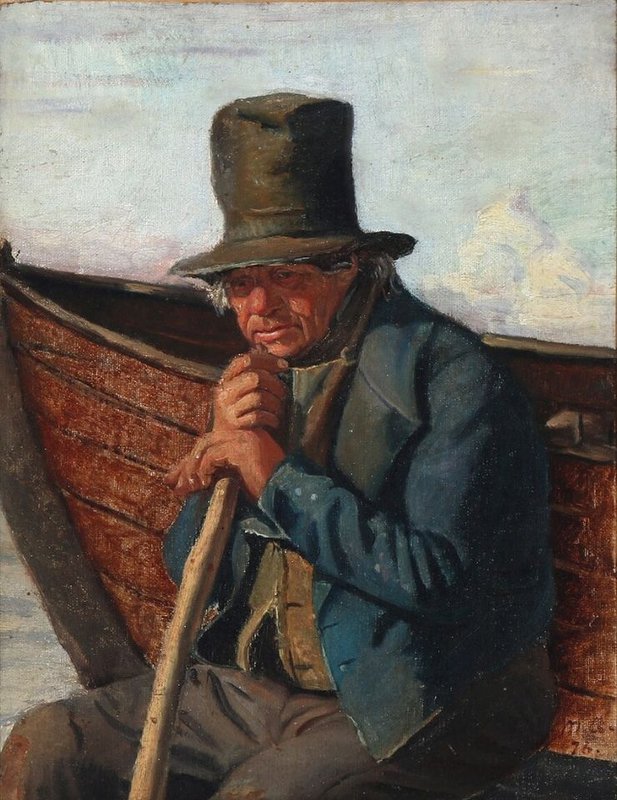 Michael Peter Ancher A Fisherman From Skagen At His Boat 1876 museum quality