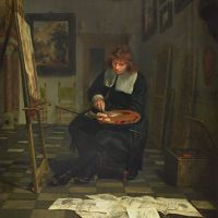 Michiel Van Musscher An Artist In His Studio With His Drawings Mid-1660s