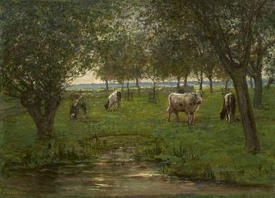 art oil painting reproduction of  Mondrian Cattle In An Orchard museum quality handmade