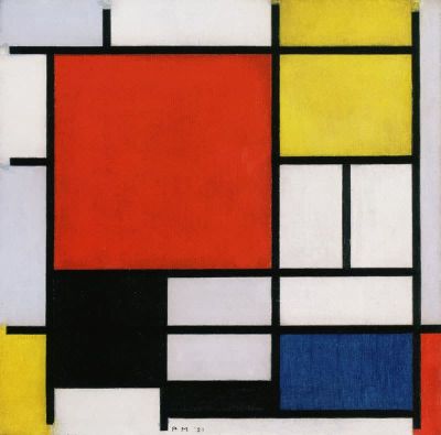 art oil painting reproduction of  Mondrian Composition With Large Blue Plane Red Black Yellow And Gray museum quality handmade