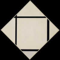 Mondrian Tableau I- Lozenge With Four Lines And Gray