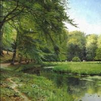 Monsted Peder A Clearing In The Forest At A Stream With Harvest Workers 1886