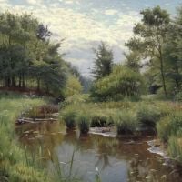 Monsted Peder A Clearing In The Woods On A Summer Day By A Stream 1893