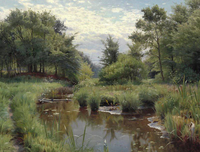 Monsted Peder A Clearing In The Woods On A Summer Day By A Stream 1893 museum quality