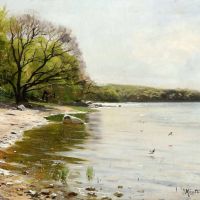 Monsted Peder A Coastal Scene At Spring 1900