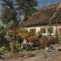 Monsted Peder A Cottage Garden With Chickens 1919