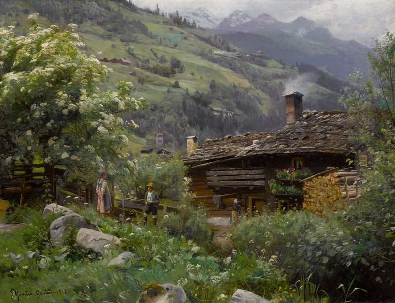 Monsted Peder A Cottage In Gastein Austria 1912 museum quality