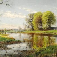 Monsted Peder A Danish Spring Landscape With New-leaved Beech Trees 1901
