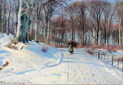 art oil painting reproduction of  Monsted Peder A Danish Winter Landscape museum quality handmade