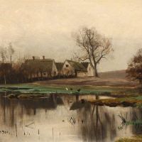 Monsted Peder A Farm By A Pond On A Grey Day 1901