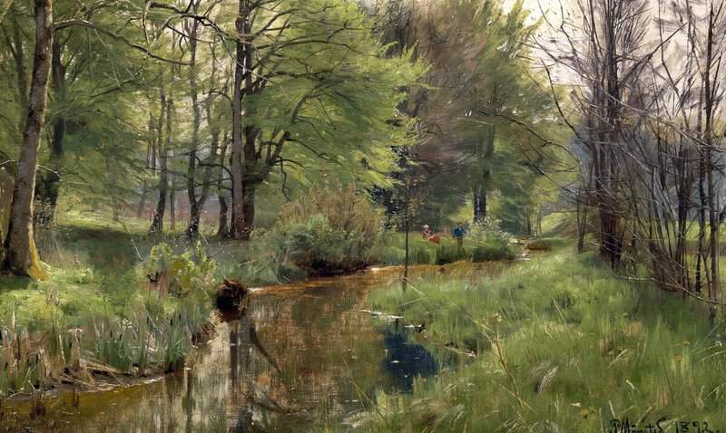 Monsted Peder A Fishing Trip By The Brook 1892 museum quality