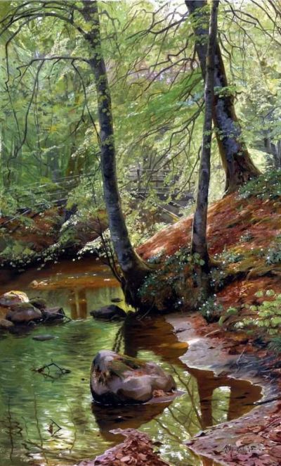 art oil painting reproduction of  Monsted Peder A Forest Stream 1895 museum quality handmade
