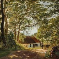 Monsted Peder A Man With His Cows On A Dirt Road With Sunlight Over The Trees 1