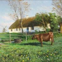 Monsted Peder A Milkmaid On Her Way To Milk The Cow 1925