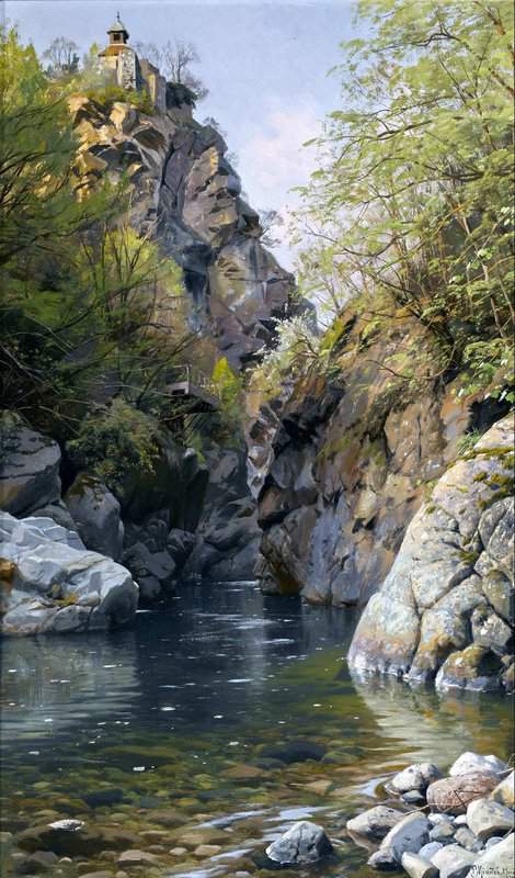 Monsted Peder A Mountain Gorge Meran South Tyrol 1913 museum quality
