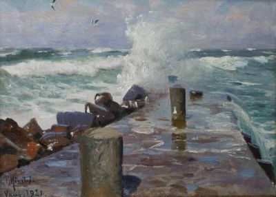 art oil painting reproduction of  Monsted Peder A Pier In Vang On Bornholm Island Denmark 1921 museum quality handmade