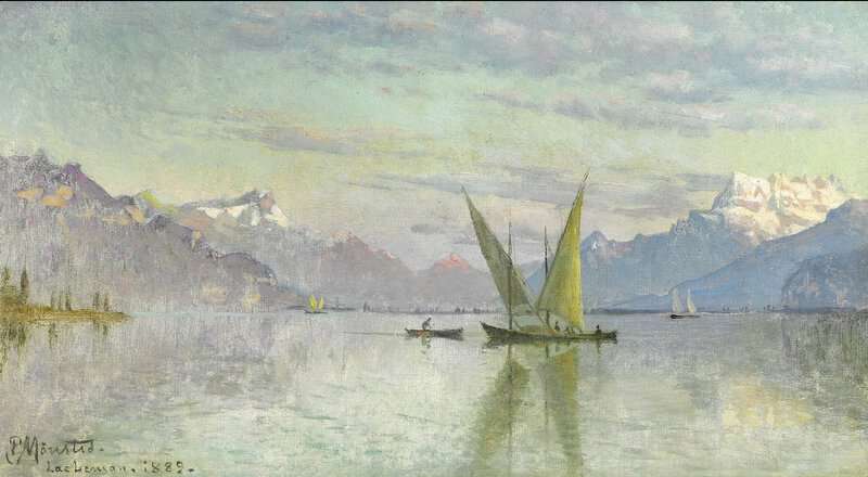 Monsted Peder A Quiet Day On Lake Geneva 1889 museum quality